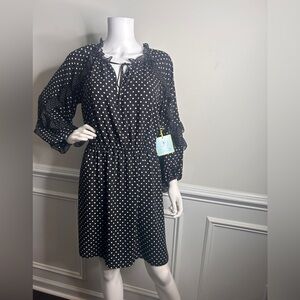 Cece polka dot French cafe dress/ Rich Black with white dots Size Medium